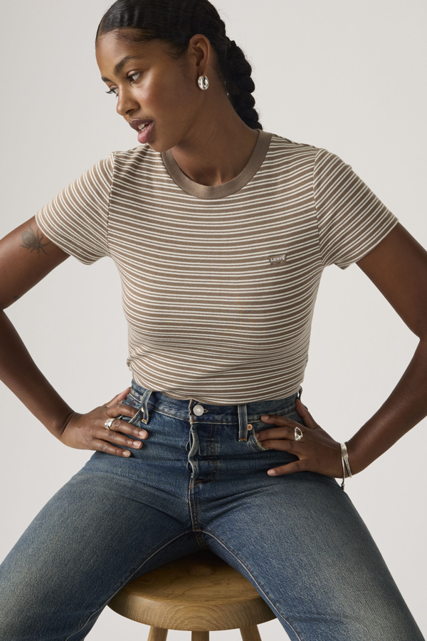Levi' Essential Housemark Tee Femme / Mila Stripe Pine Bark