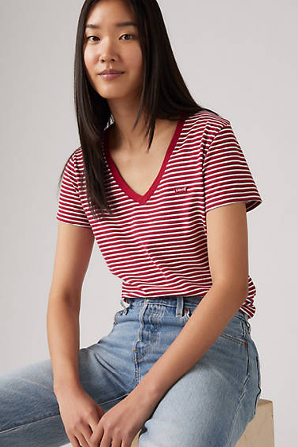 Levi's The Perfect T shirt met V hals - Women's - S -