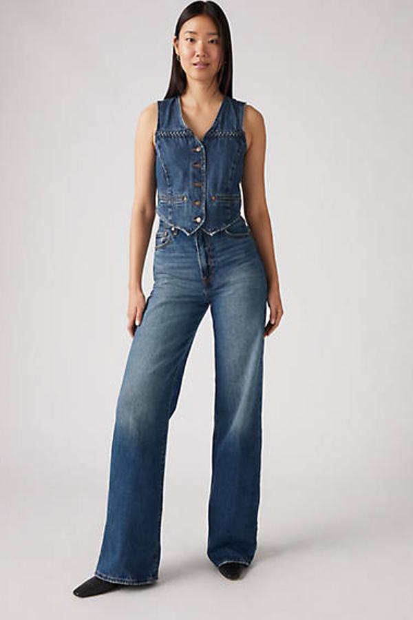 Levi’s Ribcage Jeans met wijde pijpen – Women’s Blauw / Polar Perimiter