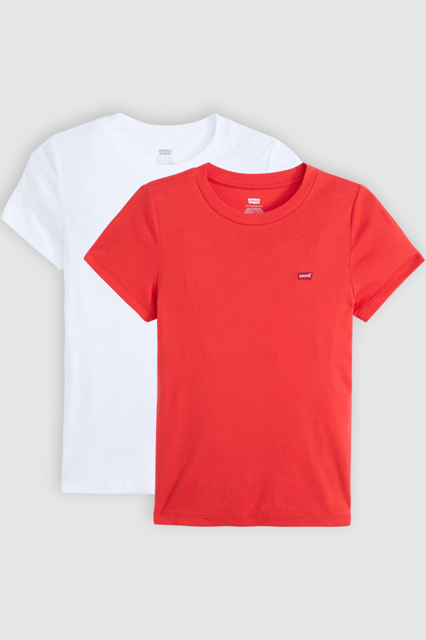 Levi's Essential T shirt (2 stuks) - Women's - 2XS - Veelkleurig / White + & Poppy Red White+ & Poppy Red