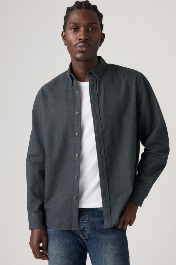 Levi's Authentic overhemd met knoopsluiting - Men's - L - Grijs / Gray Yd Herringbone