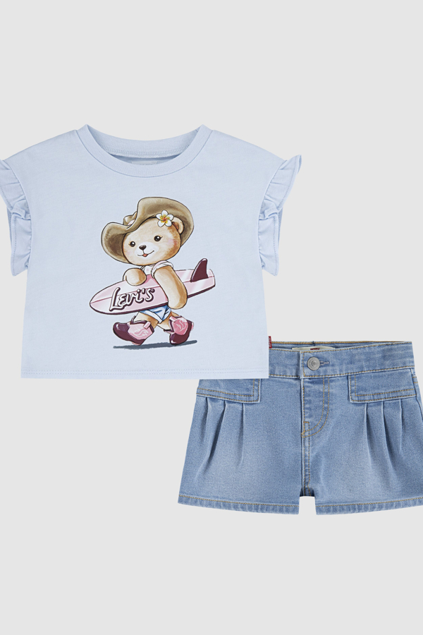 Levi's Baby Cowboy Bear Tee and Pleated Shorts 2 Piece Set - girl - 18M -