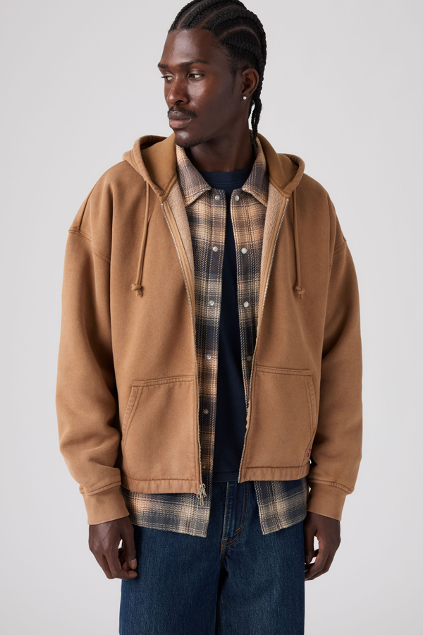 Levi's Hoodie met onafgewerkte zoom - Men's - S - Bruin / Weathered Finish Foxtrot