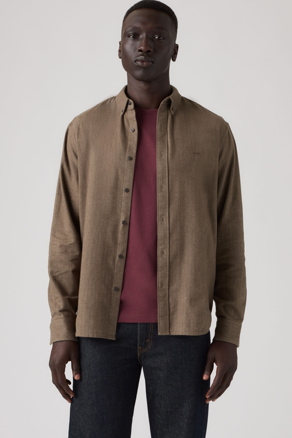 Levi's Authentic overhemd met knoopsluiting - Men's - M - Bruin / Coffee Yd Herringbone