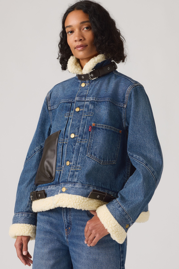 Levi's x sacai sherpa jack voor dames - Women's - XS - Medium wassing / Vintage