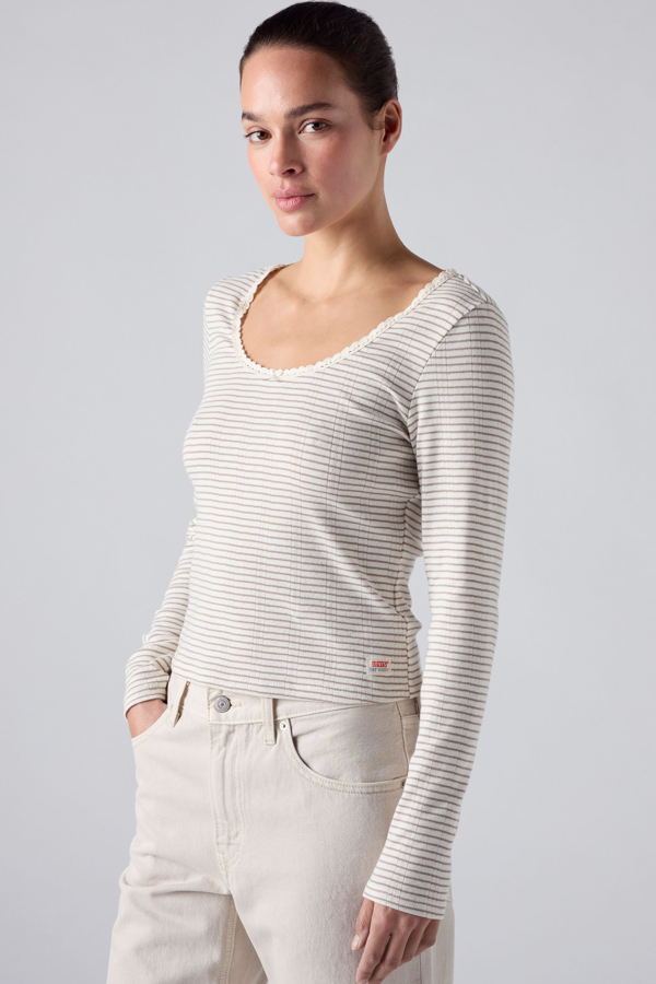 Levi's Dry Goods Pointelle Lace Long Sleeve Top - Women's - S -