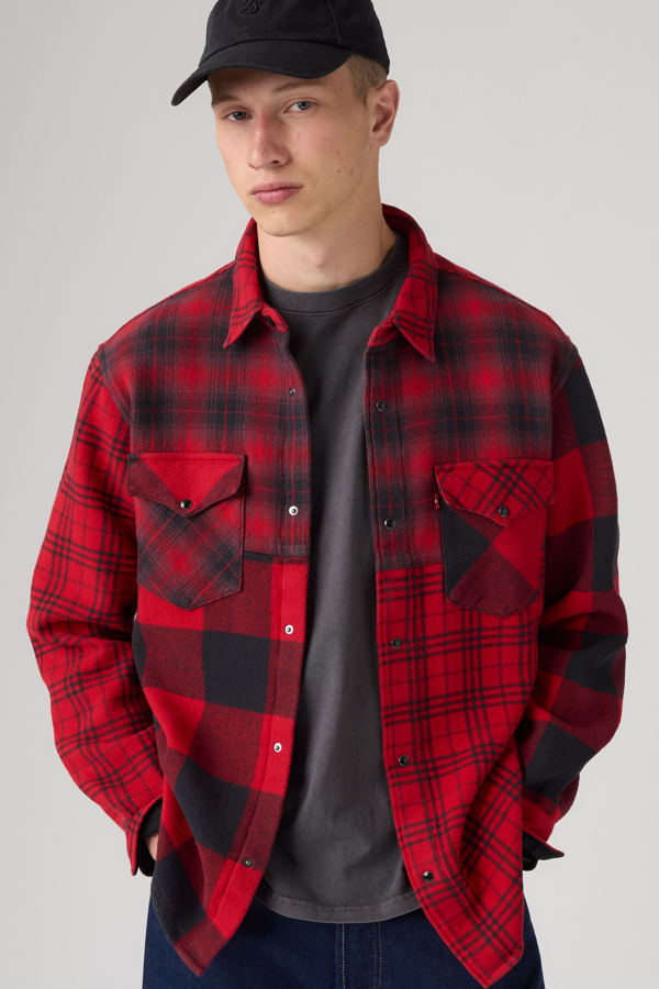 Levi's Pieced Relaxed Western Shirt - Men's - L - Rood / Dulzaina Plaid Emboldened