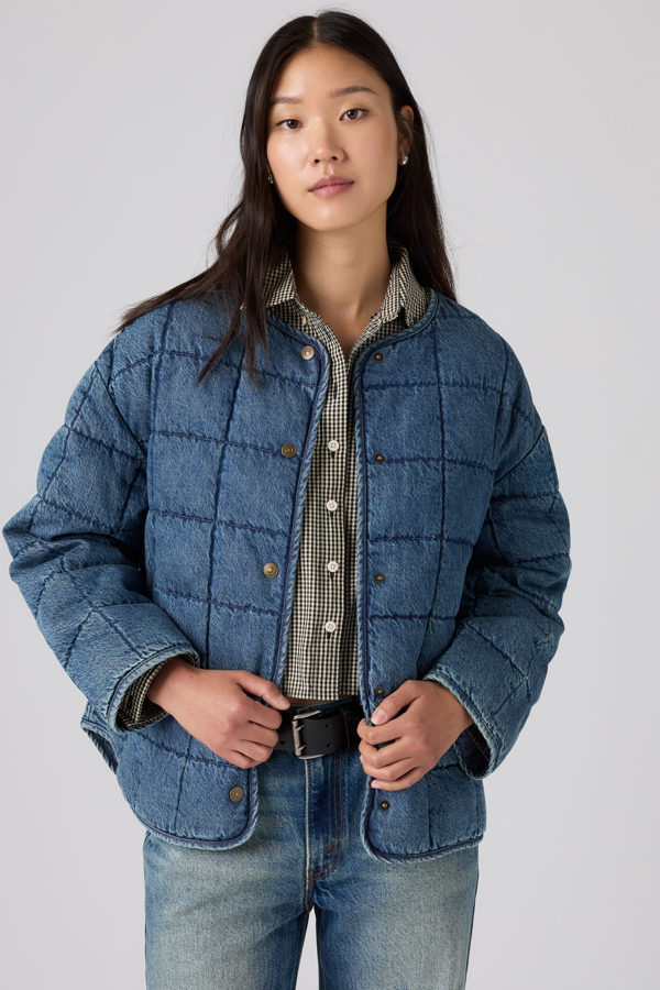 Levi's Poppy Quilted Lightweight Puffer Denim Jacket - Women's - S -