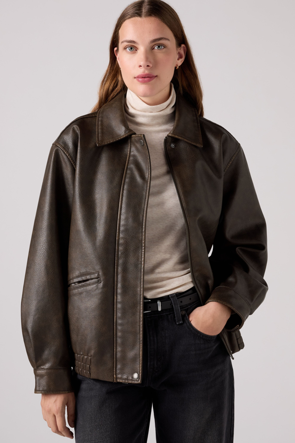 Levi's Faux Leather Relaxedbomber - Women's - S - Bruin / Brown