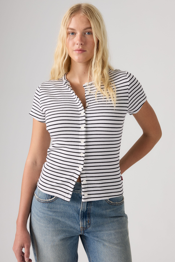 Levi's Rory Button Short Sleeve Top - Women's - M -