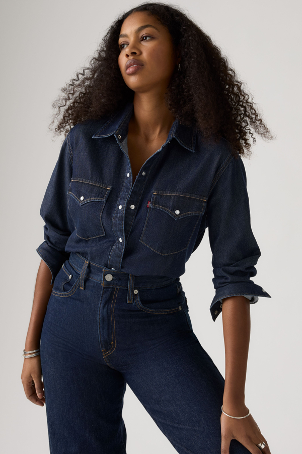 Levi's Evans Relaxed Western Shirt - Women's - S - Medium wassing / Easy Trail Dark