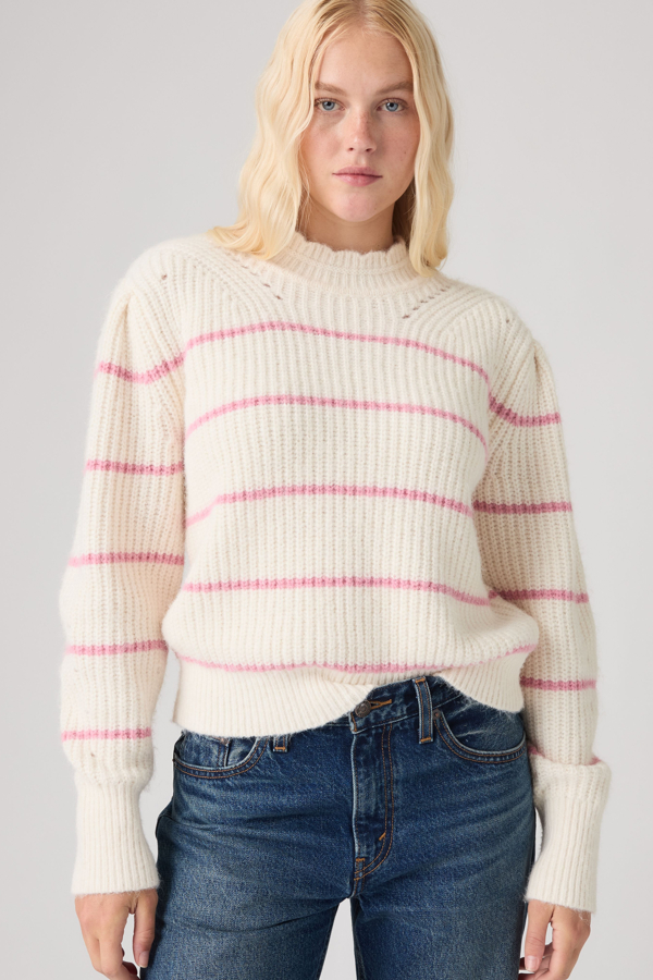 Levi's Thea sweater met ronde hals - Women's - M - Wit / Eva Stripe Egret