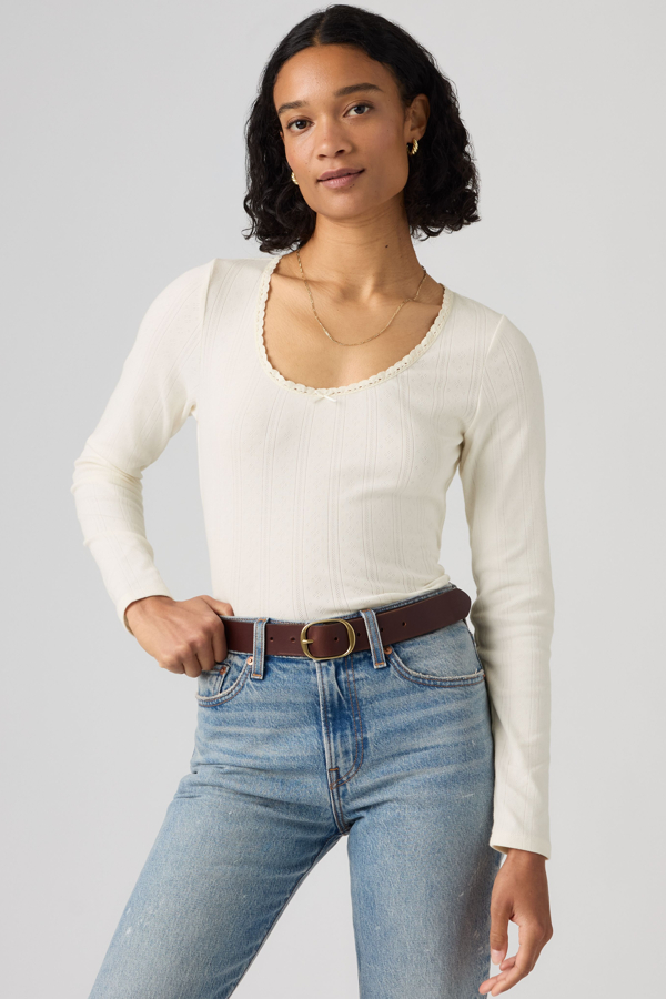 Levi's Dry Goods Pointelle Lace Long Sleeve Top - Women's - XS -