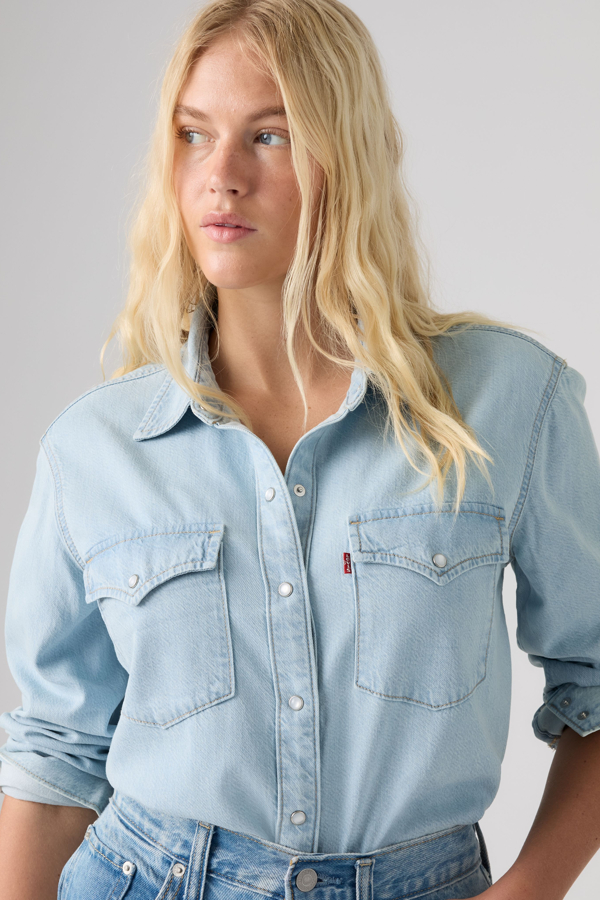 Levi's Evans Relaxed Western Shirt - Women's - L - Medium wassing / Easy Trail Light