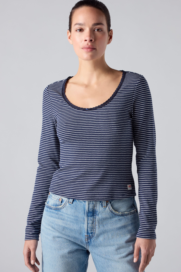 Levi's Dry Goods Pointelle Lace Long Sleeve Top - Women's - M -