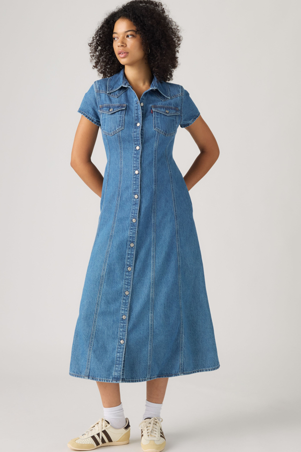 Levi's Short Sleeve Flare Western Lightweight Dress - Women's - S -