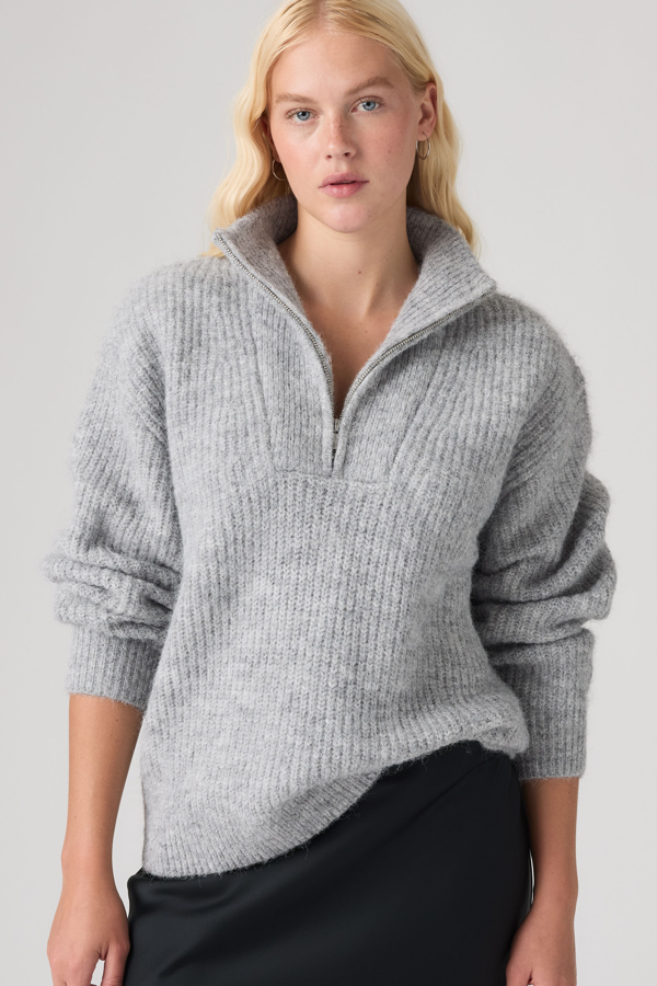 Levi's Ava sweater met kwartrits - Women's - S - Grijs / Mid Heather Grey