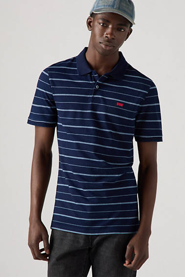 Polo Slim Housemark - Hombre - XS - Azul / Landon Stripe Dark Indigo Pique