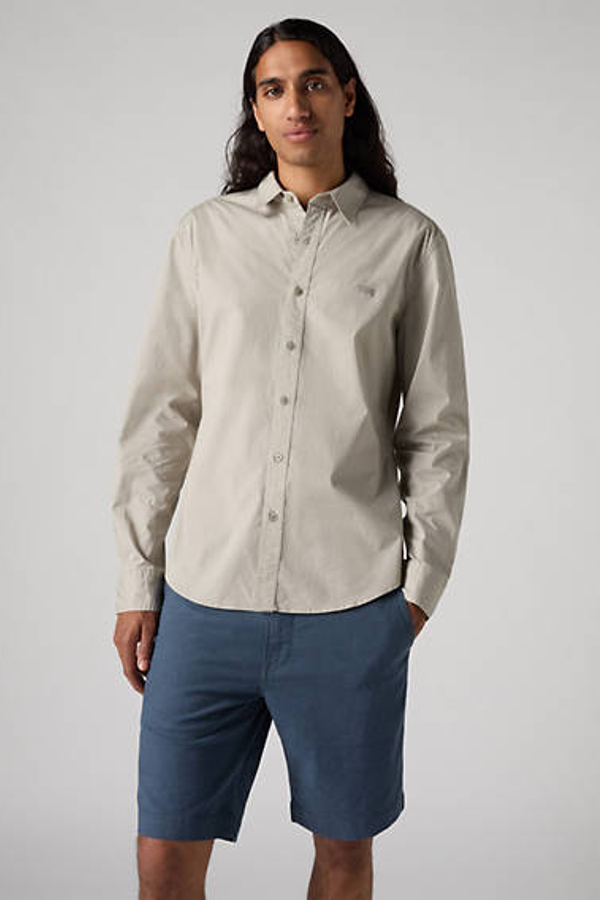 Camisa de fit estrecho Battery Housemark - Hombre - XS - Gris / Paloma Stretch Poplin