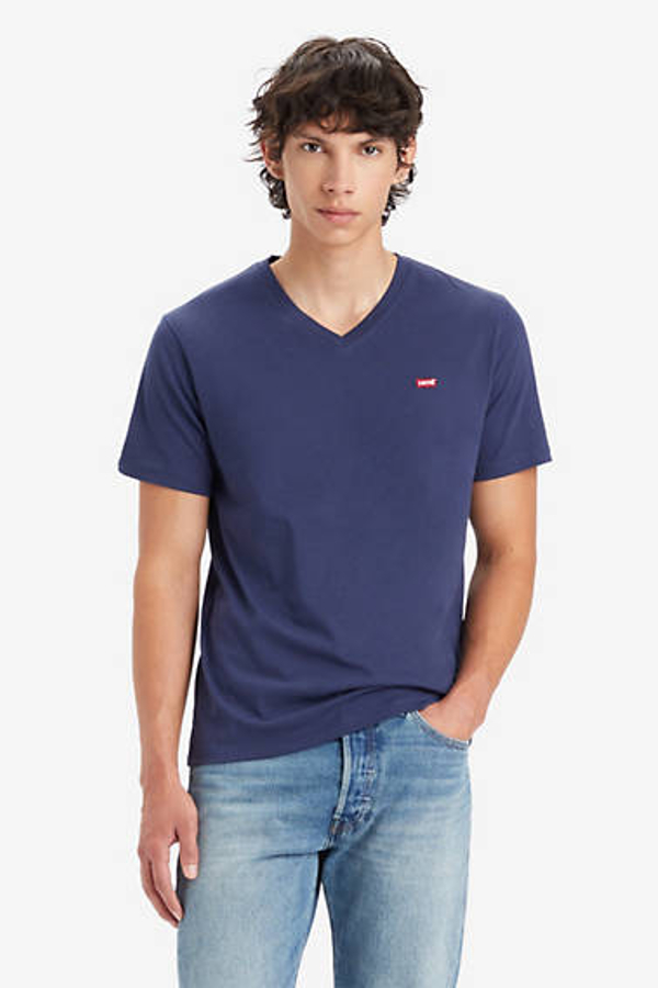 Camiseta de cuello de pico clásica Housemark - Hombre - S - Azul / Naval Academy