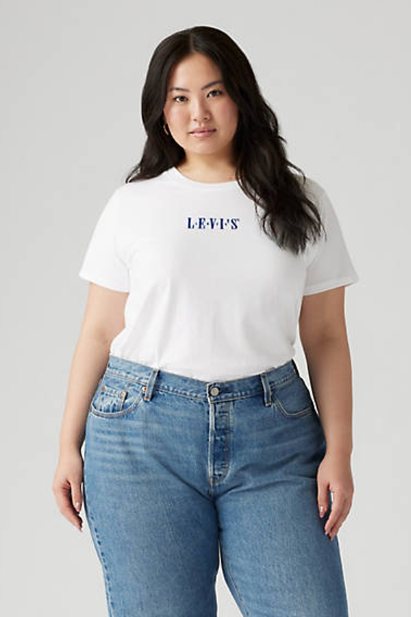 Camiseta Perfect Logo (talla extragrande) - Mujer - 1X - Blanco / Pl Serif Emb Bright White