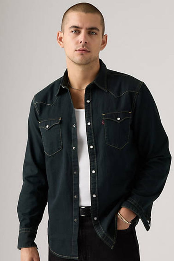 Camisa Western de fit estándar Barstow - Hombre - 2XL - Negro / Beautiful Ash Blue Black