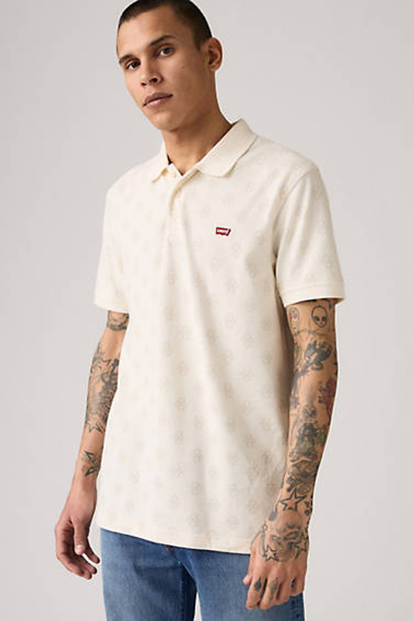 Polo Housemark - Hombre - S - Neutral / Ls Script Geo Egret Pique