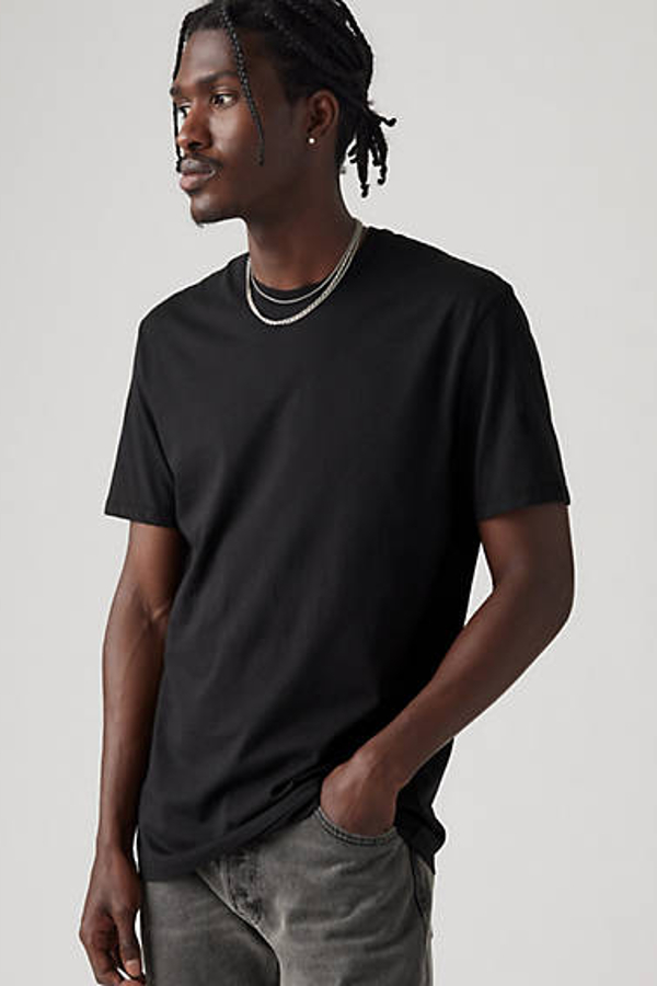 Camiseta de cuello redondo ceñida: paquete de 2 - Hombre - 2XL - Negro / Black