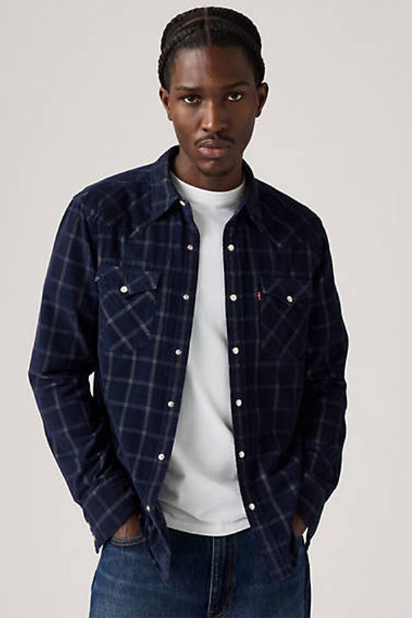 Camisa de pana Western de fit estándar Barstow - Hombre - L - Azul / Dory Indigo Cord