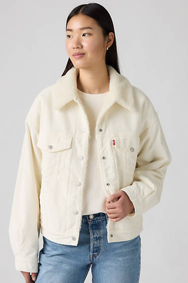 Chaqueta Trucker 90's Sherpa - Mujer - M - Blanco / Gret
