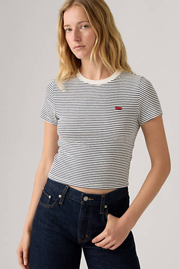 Camiseta Essential Sporty - Mujer - S - Azul / Annalise Stripe Peacoat Rib