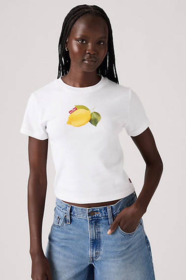 Graphic Essential Sporty Tee - Mujer - XS - Blanco / Photo Fruit Lemon Bright White