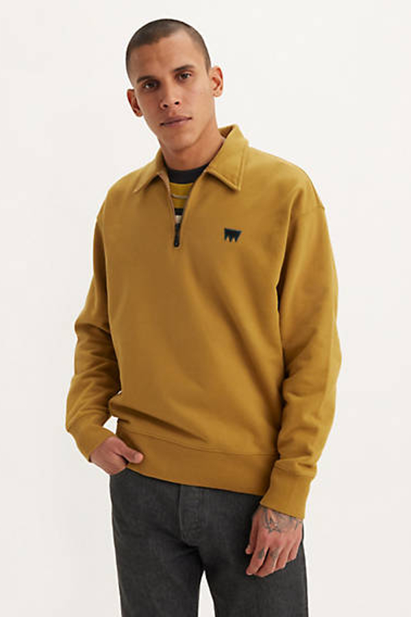 Sudadera con cremallera de un cuarto Skateboarding Levi's - Hombre - XXS - Crema / Dried Tobacco