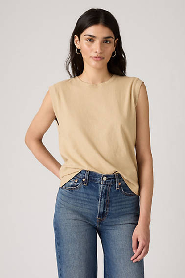 Boxy Tank Top - Mujer - XS - Crema / Safari