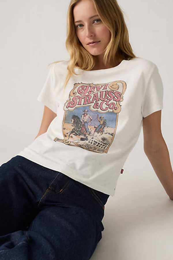 Camiseta Graphic Boxy - Mujer - L - Blanco / Western Archival Worn By All Cowboys Poster
