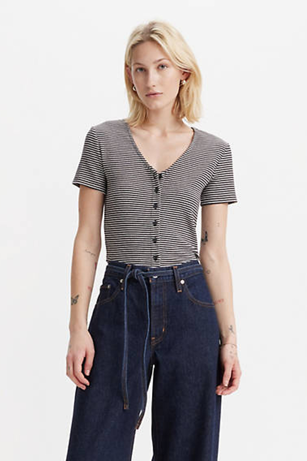 Camiseta Muse - Mujer - XXS - Negro / Vanilla Stripe Caviar