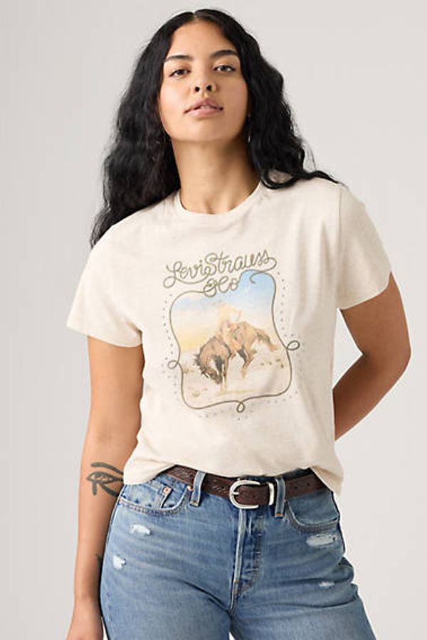 Camiseta Graphic Classic - Mujer - M - Neutral / Studded Cowboy Poster Oatmeal Heather