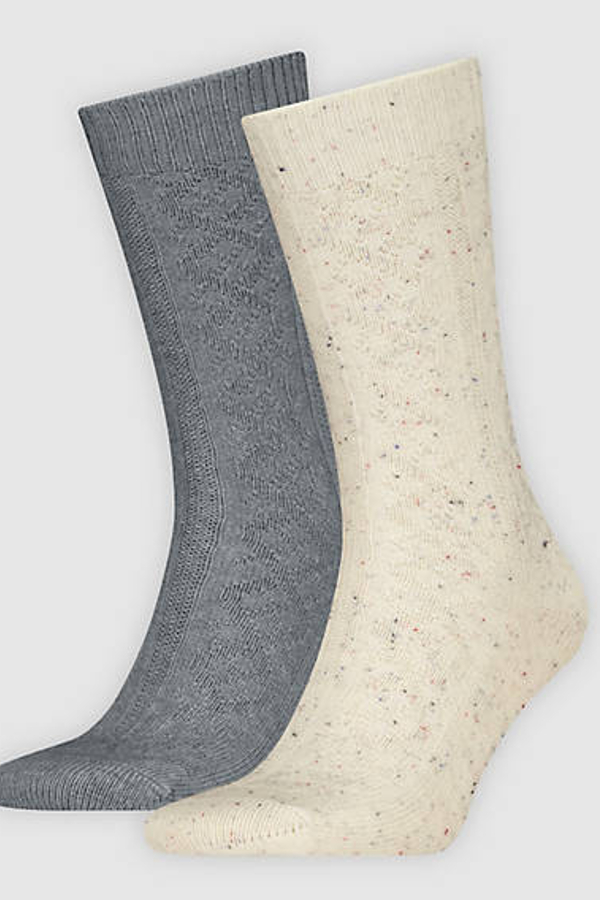 Calcetines de altura normal Levi's Cable Argyle: paquete de 2 pares - Hombre - 43 - Crema / Beige/Grey