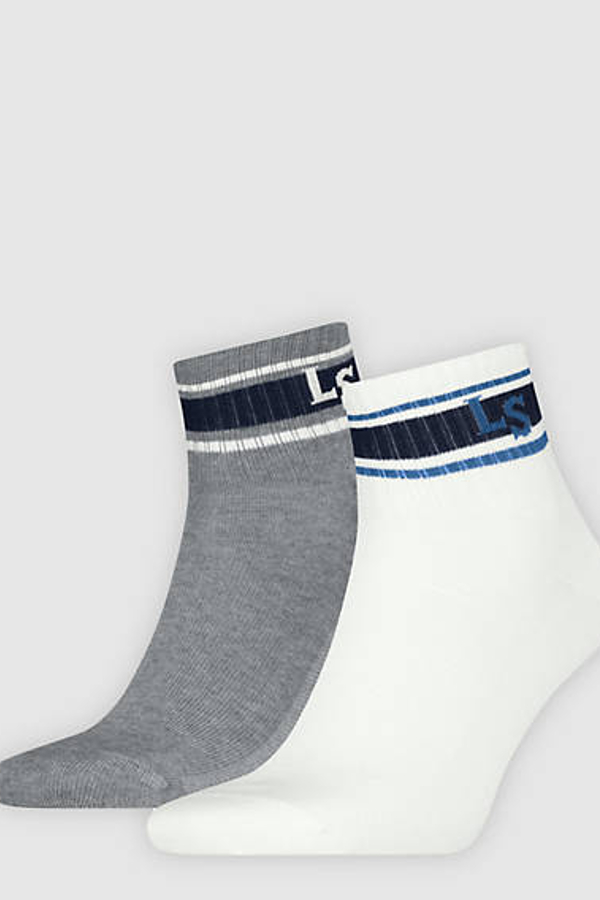 Calcetines de media altura Levi's: paquete de 2 pares - Hombre - 35 - Gris / White/Grey