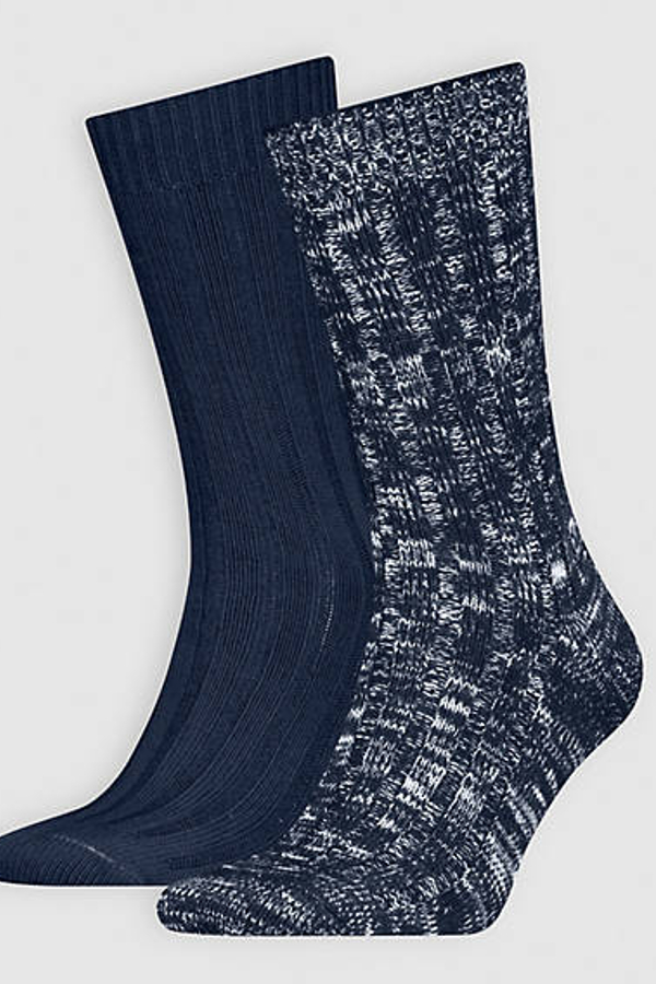 Calcetines de altura normal Slub Mouline Levi's: paquete de 2 pares - Hombre - 39 - Azul / Blue Combo