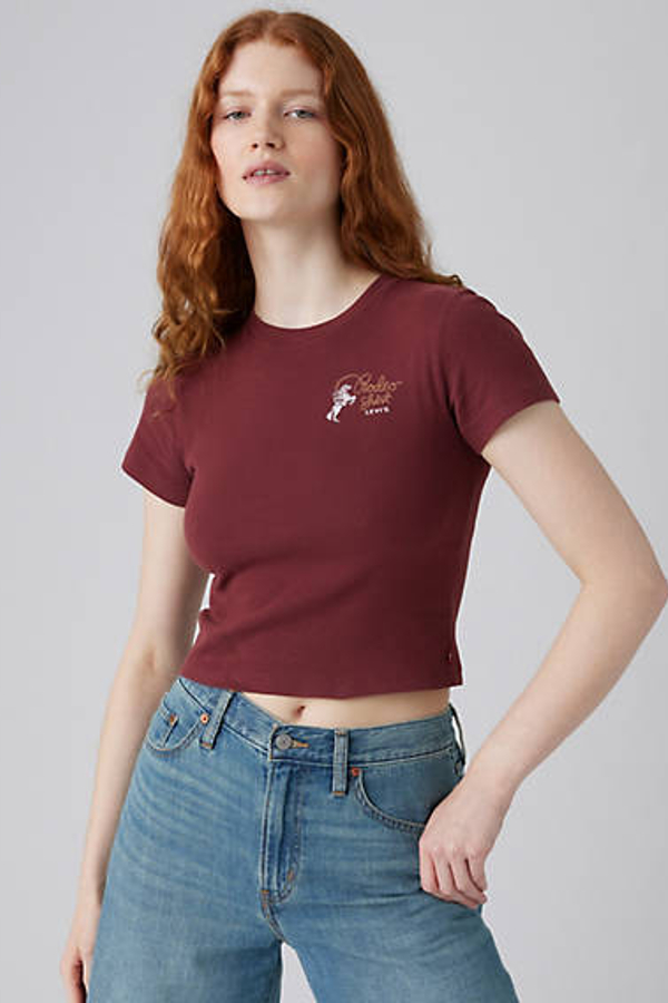 Camiseta Graphic Essential Sporty - Mujer - M - Rojo / Western Archival Rodeo Shirt N Chocolate Truffle