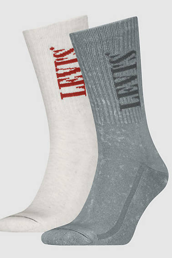 Calcetines de altura normal Levi's: paquete de 2 pares - Hombre - 35 - Multicolor / White / Grey