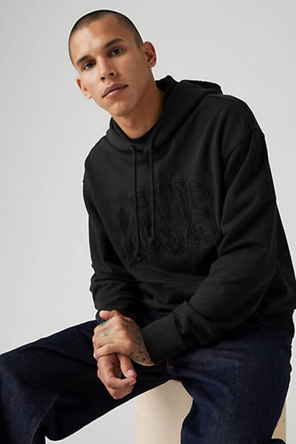 Sudadera estampada de corte holgado con capucha - Hombre - XS - Negro / Tonal Athletic Crest Hoodie Vw Caviar