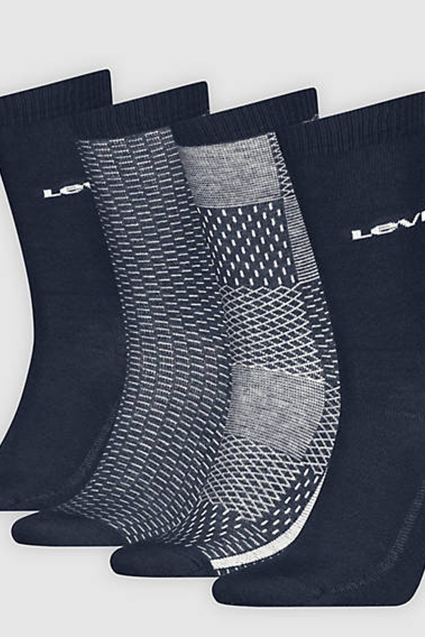 Calcetines de altura normal Levi's Soundtrack: paquete de 4 pares en caja de regalo - Hombre - 43 - Azul / Navy Combo