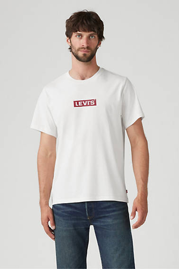 Camiseta de fit holgado - Hombre - 2XL - Blanco / Boxtab 5In White Base Red Small Boxtab On Center