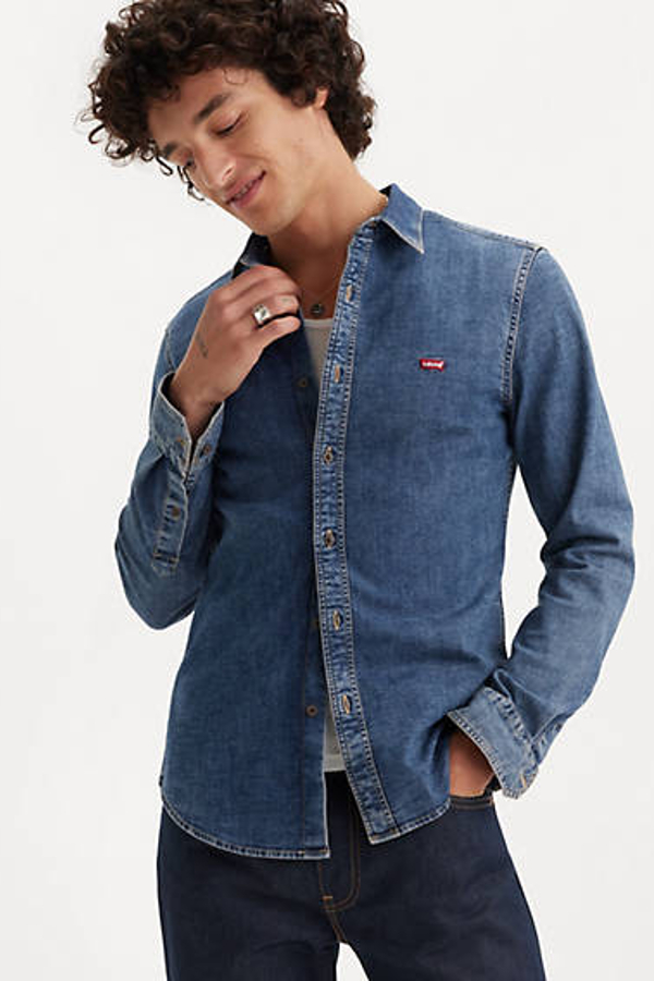 Camisa de fit ajustado Battery Housemark - Hombre - XS - Azul / Trinity Medium Wash