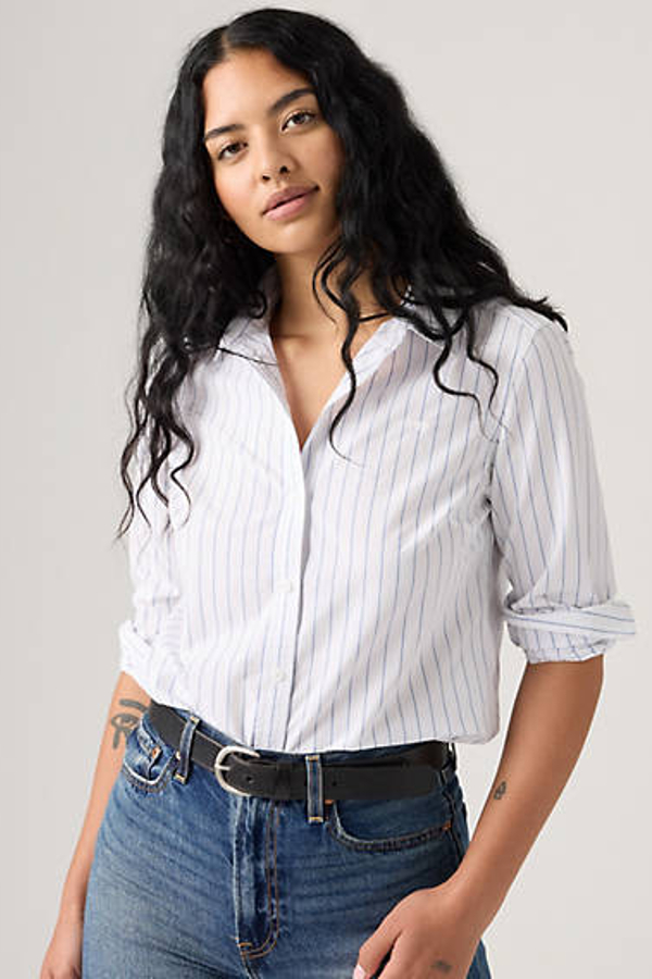 Camisa Classic - Mujer - XS - Azul / Addie Pin Stripe V2 Bright White Poplin