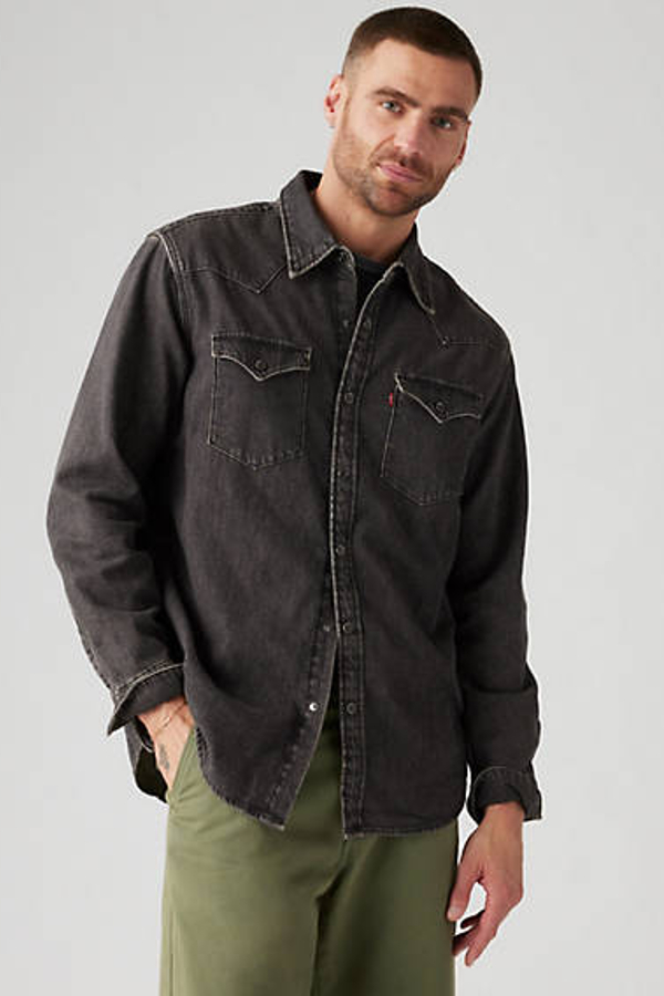Camisa de fit estándar Western Barstow - Hombre - XS - Negro / Black Washed