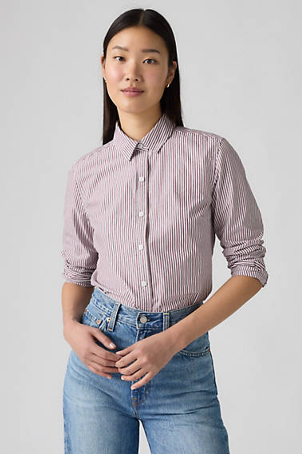 Camisa Classic - Mujer - XS - Multicolor / Bibi Stripe Chocolate Truffle Bright White Poplin