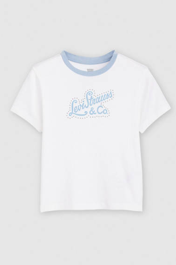 Camiseta Graphic Essential Sporty - Mujer - XS - Blanco / Script With Studs Bright White / Chambray Blue